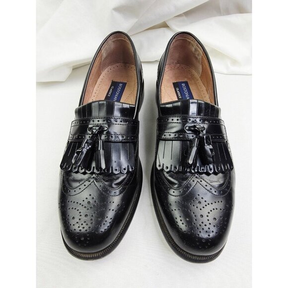 Bostonian Classics First Flex 9M Mens Black Leather Wingtip Tassel Kilt Loafers - Picture 1 of 12